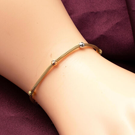 Top Altınlı 14 Ayar Zincir Bileklik