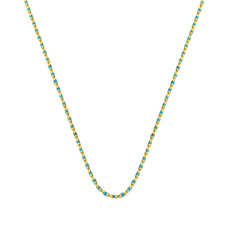 Turkuaz Mineli 14 Ayar Altın Zincir Kolye