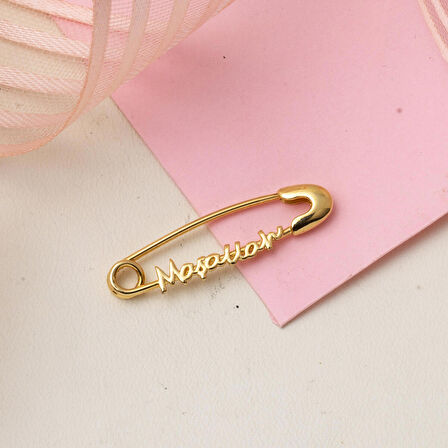 Maşallah Yazılı Altın Çengelli İğne