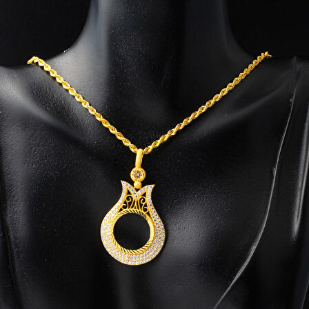 Lale Çeyrek Altın Çerçeveli Kolye