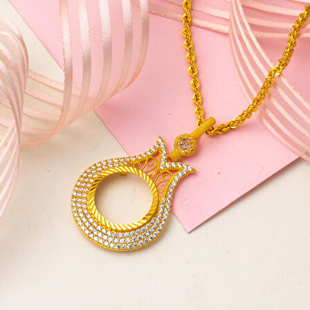 Lale Çeyrek Altın Çerçeveli Kolye