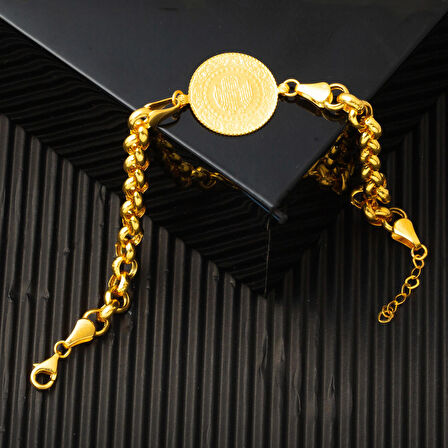 Kalın Doç Altın Zincirli Çeyrekli Bileklik