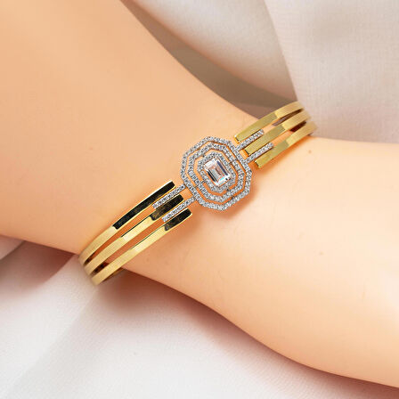 Baget 14 Ayar Altın Kaburga Kelepçe Bilezik