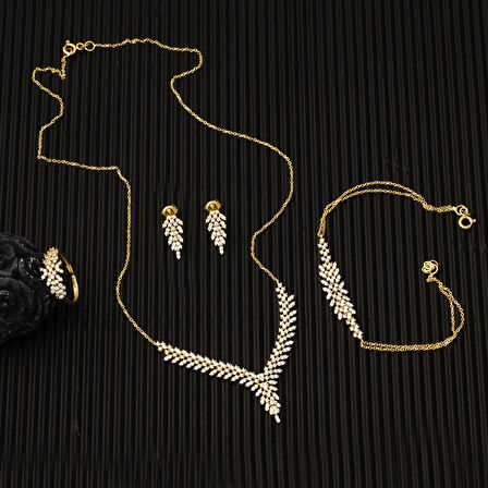 Sarmaşık 14 Ayar Altın Hanımeli Set