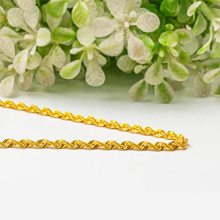 14 Ayar Aynalı Burma Zincir 50 cm