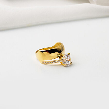 14 Ayar Altın Tektaş Alyanslı Yüzük