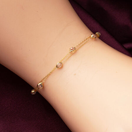 14 Ayar Altın 2 Sıra Zincirli Bileklik