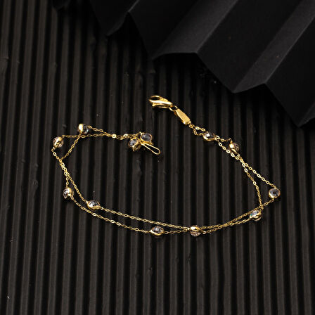 14 Ayar Altın 2 Sıra Zincirli Bileklik