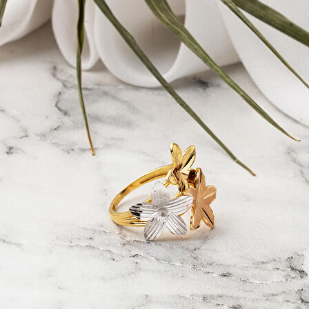 14 Ayar Altın Yaşam Çiçeği Yüzük