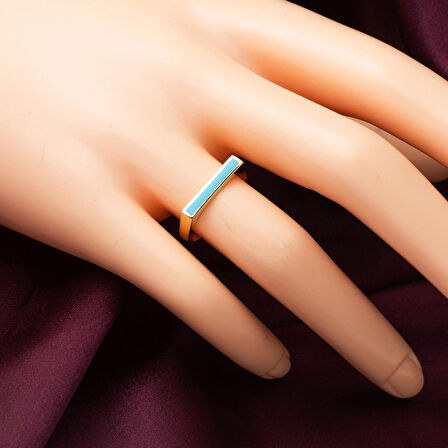 Sarı Altın 14 Ayar Mineli Yüzük