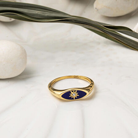 14 Ayar Özel Yıldız Tasarım Altın Yüzük