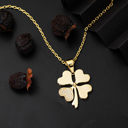 4 Yapraklı Yonca 14 Ayar Altın Kolye