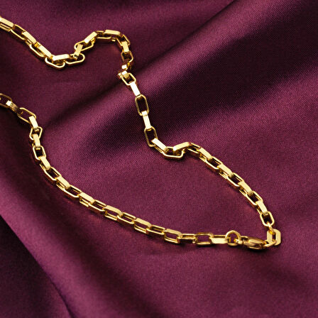 Halkalı 14 Ayar Altın Üniseks Zincir Kolye 45 cm.