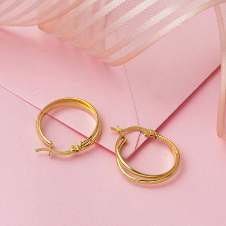 14 Ayar 2,5 cm. Çaplı İkili Halka Küpe Altın