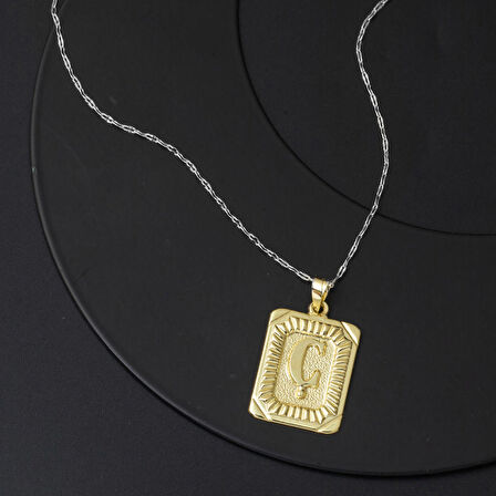 Kare Plakalı 14 Ayar Altın Ç Harf Kolye Ucu