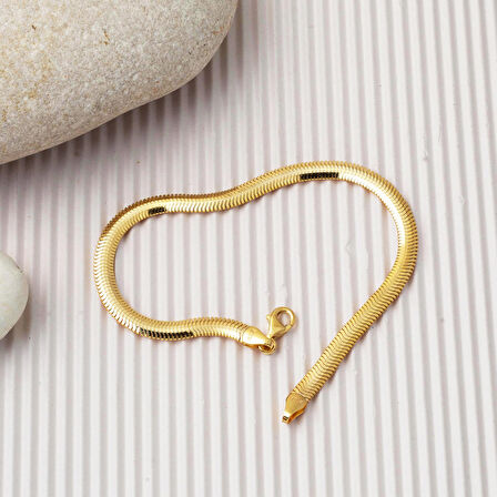 Balıksırtı İtalyan 14 Ayar Altın Bileklik 5 mm. Enli