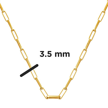 Ataç 14 Ayar Altın Zincir Kolye (3,5 mm Enli) 55 cm.