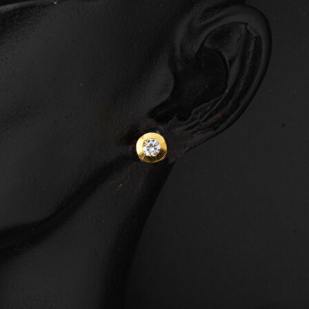 Tek Taşlı 22 Ayar Altın Küpe