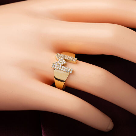 Sarı Altın 14 Ayar M Harfi Yüzük