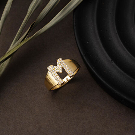 Sarı Altın 14 Ayar M Harfi Yüzük