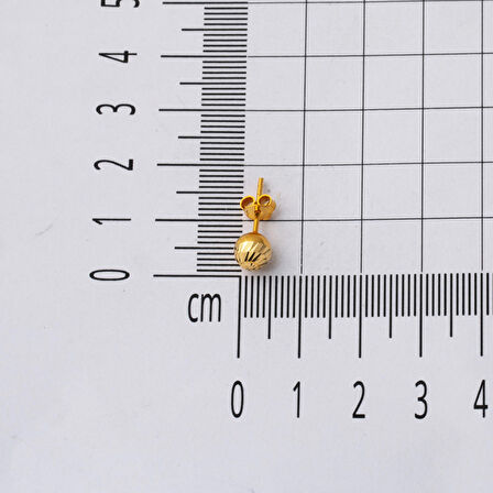 22 Ayar Kalemli Top Altın Küpe 5 mm.