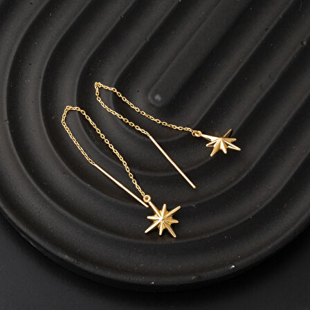 14 Ayar Kuzey Yıldızı Sallantı Altın Küpe