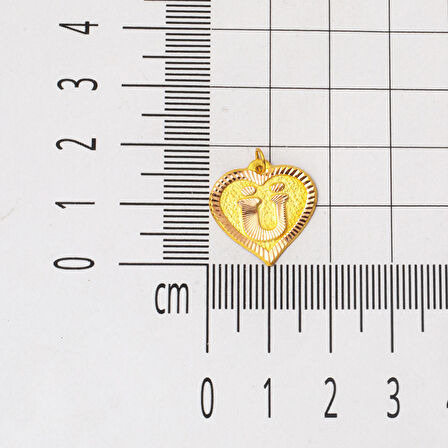 14 Ayar Ü Harfi Altın Kalpli Kolye