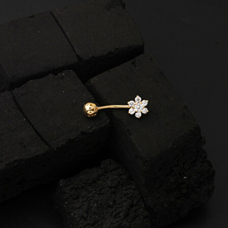 Papatya Model 14 Ayar Altın Göbek Piercing