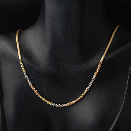 Üç Renkli Dorikalı 14 Ayar Altın Kolye