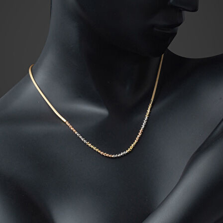 Üç Renkli Dorikalı 14 Ayar Altın Kolye