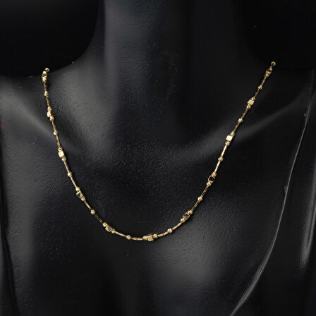 Küp Dorika Toplu 14 Ayar Altın Zincir Kolye