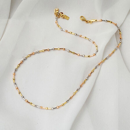 14 Ayar Renkli Dorika Toplu Altın Zincir Kolye