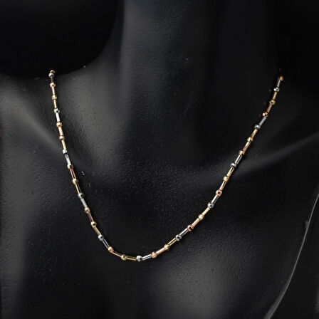 14 Ayar Renkli Dorika Toplu Altın Zincir Kolye