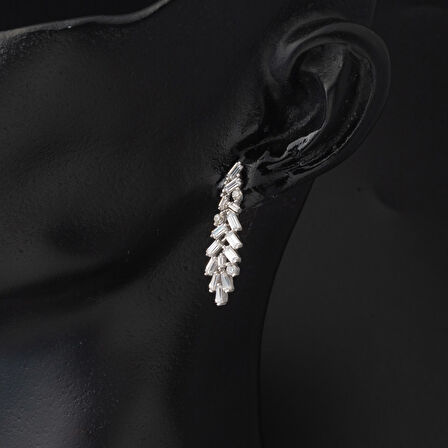 Baget Tasarımlı 14 Ayar Beyaz Altın Set Takımı