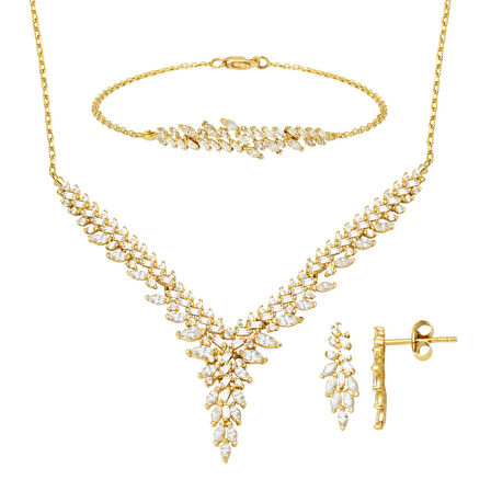 Hanımeli Tasarım 14 Ayar Altın Nişan Seti