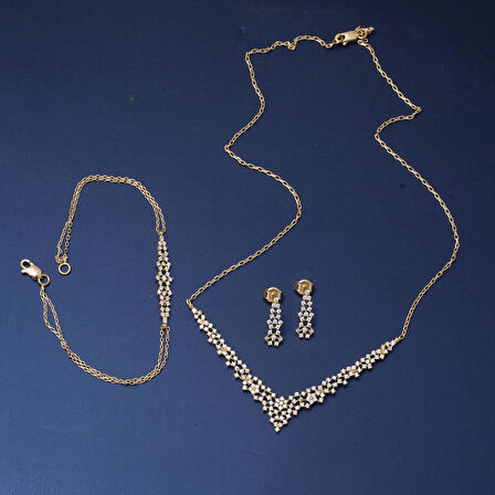 Minimal Tasarım 14 Ayar Altın Nişan Seti