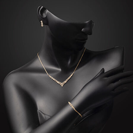 Minimal Tasarım 14 Ayar Altın Nişan Seti