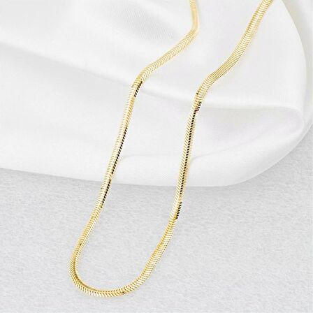 14 Ayar Altın 2 mm. Balıksırtı Zincir Kolye 65 cm.