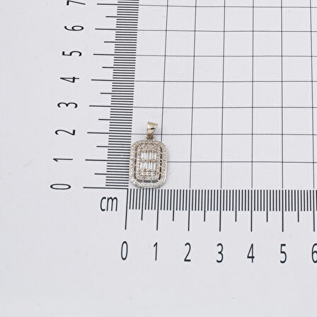 Parçalı Baget Taşlı Beyaz Altın 14 Ayar Kolye