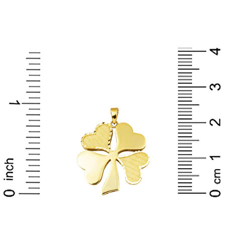 Hasır Desenli Yonca Kolye 14 Ayar 2,5cm Çaplı