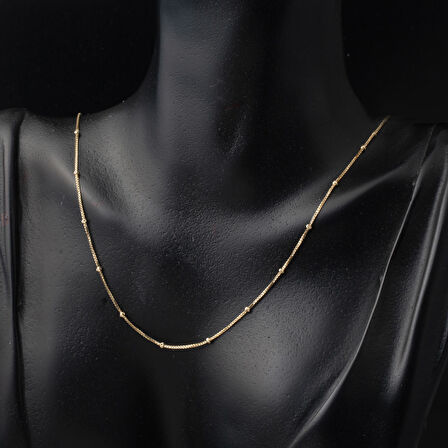 İtalyan 14 Ayar Temu Zincir Kolye 55 cm.