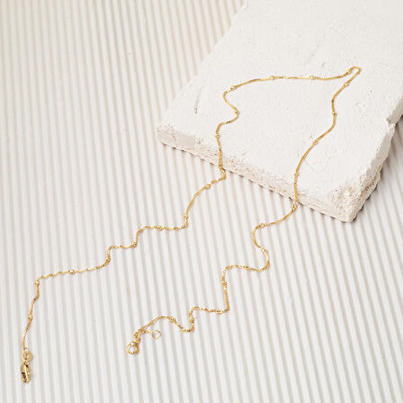 İtalyan 14 Ayar Temu Zincir Kolye 55 cm.