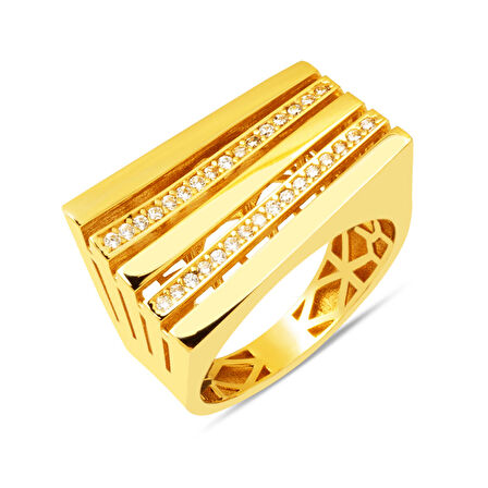 Asimetrik Tasarım 14 Ayar Fantezi Altın Yüzük