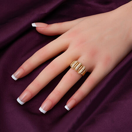 Tria Tasarım Kadın Altın Yüzük 14 Ayar