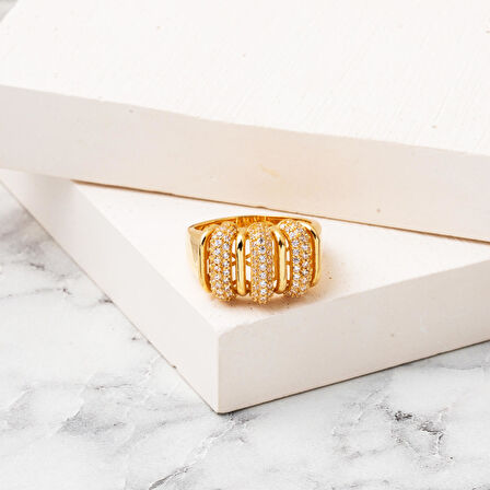 Tria Tasarım Kadın Altın Yüzük 14 Ayar