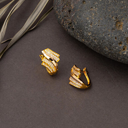 14 Ayar Altın Pelerin Taşlı Küpe