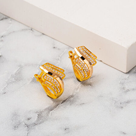 14 Ayar Altın Pelerin Taşlı Küpe