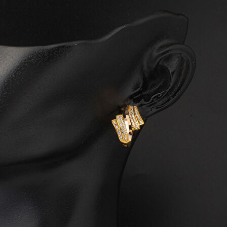 14 Ayar Altın Pelerin Taşlı Küpe