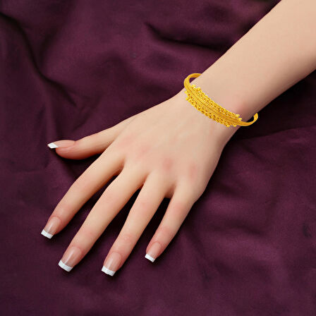 Kalze Örgü Zincirli Sarı Altın Set Takımı