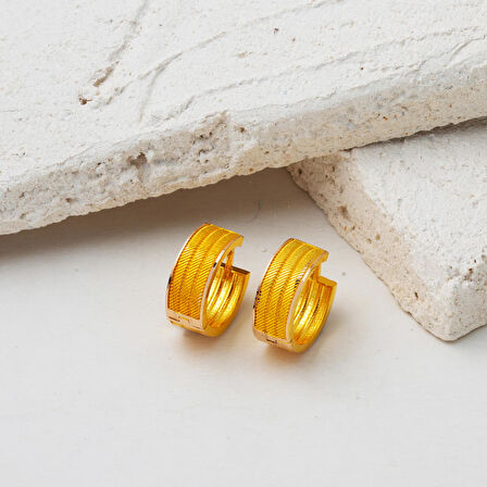 14 Ayar 3 Sıra Hasır Altın Halka Küpe